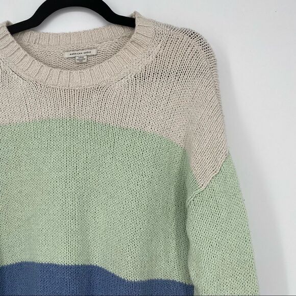 American Eagle sweater Multi Stripe Pullover Sweater Women's Size Medium - Picture 4 of 6